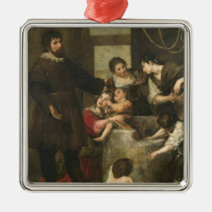 St. Isidore saves a child that had fallen in a wel Metal Tree Decoration