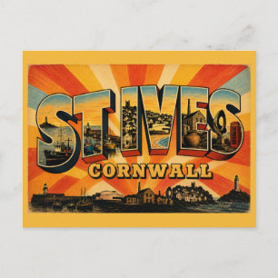 St Ives Cornwall Coastal Artist Town Vintage Art Postcard