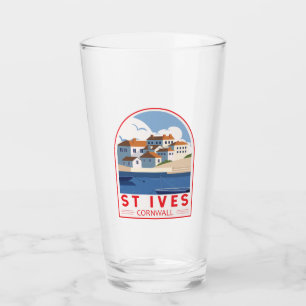St Ives Cornwall England Retro Travel Art Vintage Glass