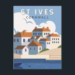 St Ives Cornwall England Retro Travel Art Vintage Postcard<br><div class="desc">St Ives vector art design. St Ives is a town in Cornwall,  England,  known for its surf beaches,  like Porthmeor,  and its art scene.</div>