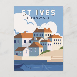 St Ives Cornwall England Retro Travel Art Vintage Postcard