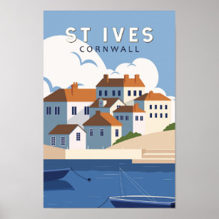 St Ives Cornwall England Retro Travel Art Vintage Poster
