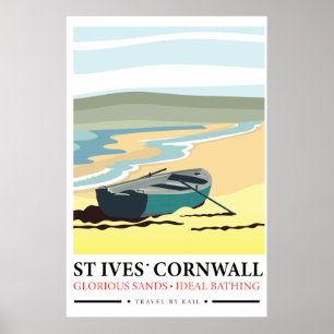 St Ives Cornwall nautical travel poster. Poster