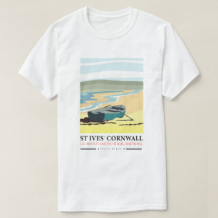St Ives Cornwall nautical travel poster. T-Shirt