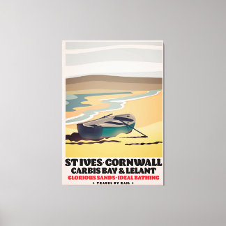 St Ives Cornwall Travel Poster Canvas Print