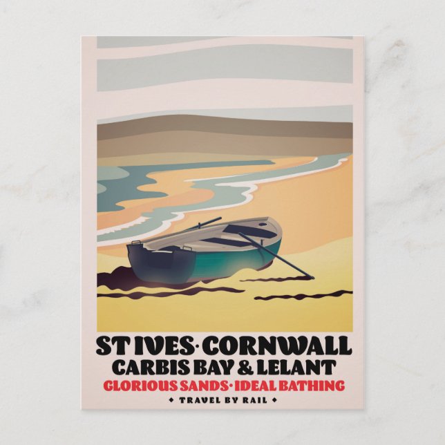 St Ives Cornwall Travel Poster Postcard (Front)