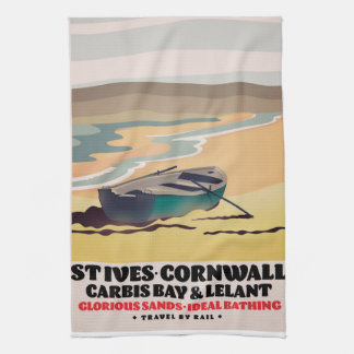 St Ives Cornwall Travel Poster Tea Towel