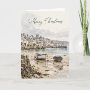 St Ives Harbour Christmas Watercolour Holiday Card