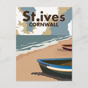 St.ives vintage travel poster postcard