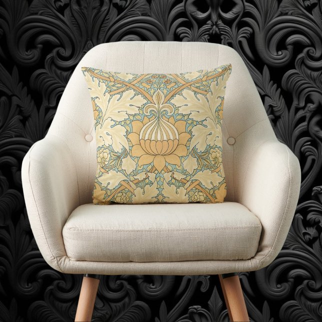 St. James by William Morris, Acanthus Leaves Cushion (St. James by William Morris, Textile Pattern Throw Pillow)