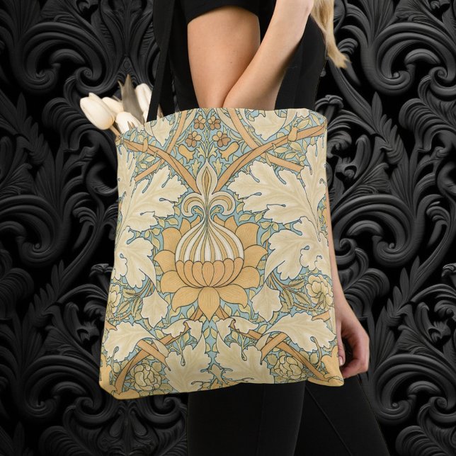St. James by William Morris, Acanthus Leaves Tote Bag (St. James by William Morris, Vintage Victorian Textile Pattern All-Over-Print Tote Bag)