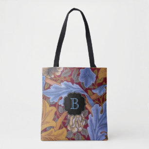 St. James Vintage Floral Damask with Monogram Tote Bag