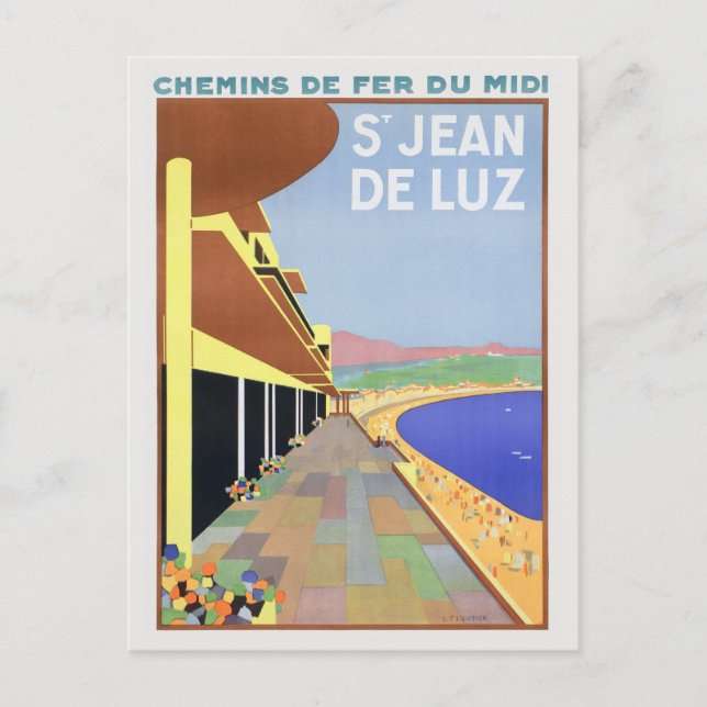 St.Jean de Luz Vintage Poster 1928 Postcard (Front)