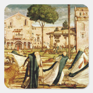 St. Jerome and Lion in the Monastery, 1501-09 Square Sticker