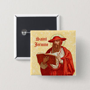 St. Jerome as Cardinal with Book (P 004) 15 Cm Square Badge