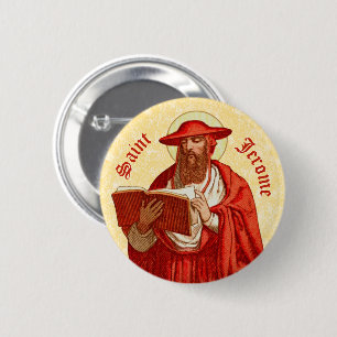 St. Jerome as Cardinal with Book (P 004) 6 Cm Round Badge