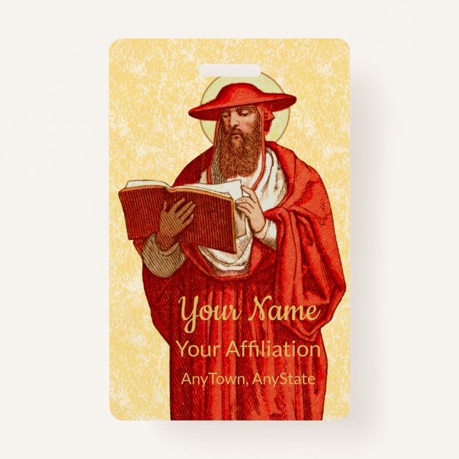 St. Jerome as Cardinal with Book (P 004) ID Badge (Front)