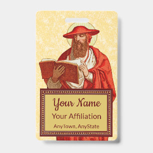 St. Jerome as Cardinal with Book (P 004) ID Badge
