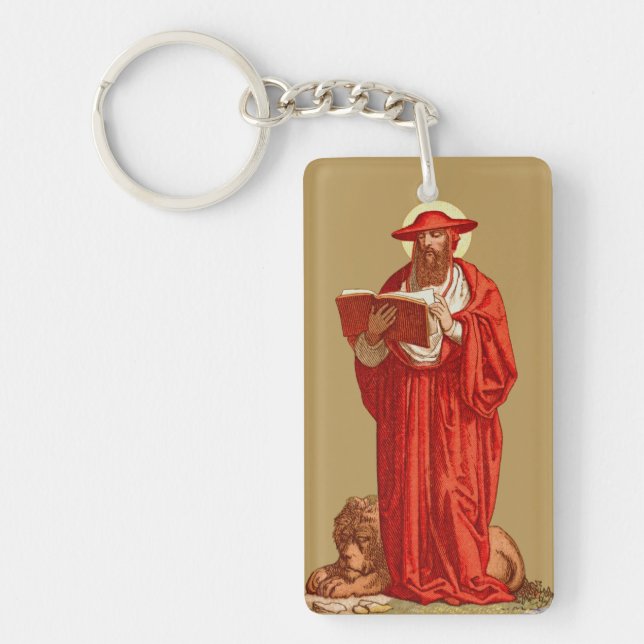 St. Jerome as Cardinal with Lion (P 004) Key Ring (Front)