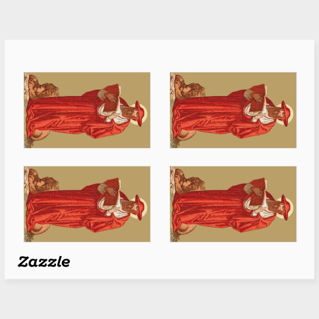 St. Jerome as Cardinal with Lion (P 004) Rectangular Sticker (Sheet)