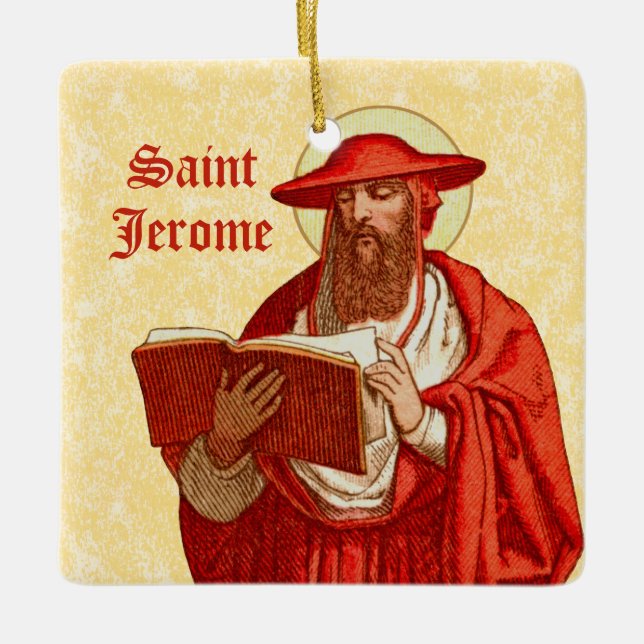 St. Jerome as Cardinal with Motivational Quote Ceramic Ornament (Front)