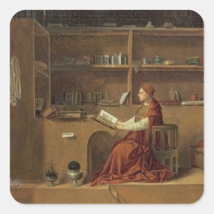 St. Jerome in his study, c.1475 2 Square Sticker