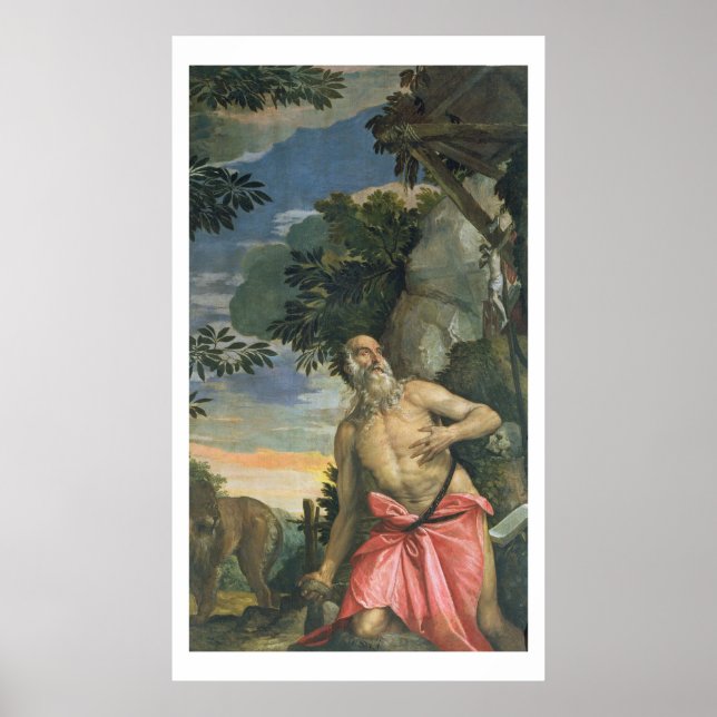 St. Jerome in Penitence (oil on canvas) Poster (Front)