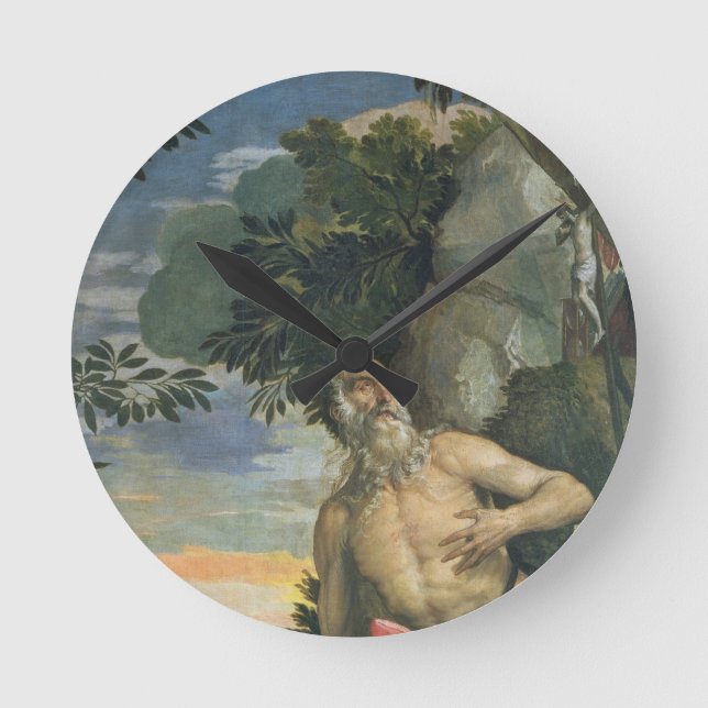 St. Jerome in Penitence (oil on canvas) Round Clock (Front)