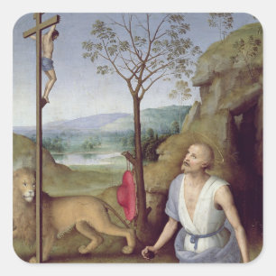 St. Jerome in the Desert, c.1499-1502 Square Sticker