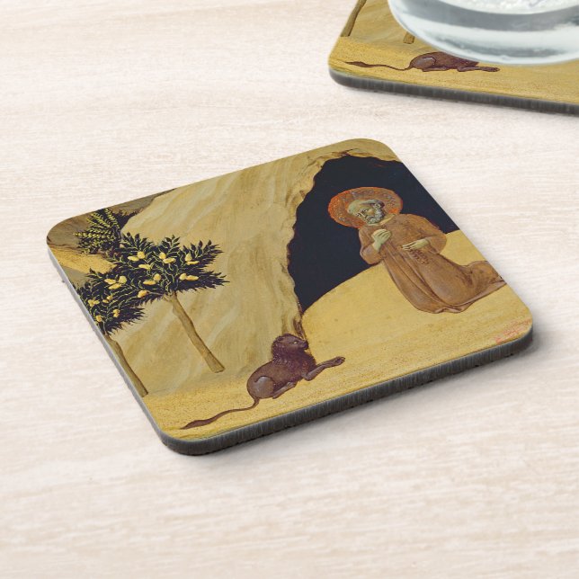 St. Jerome with the lion, 1436 (tempera on panel) Coaster (Left Side)