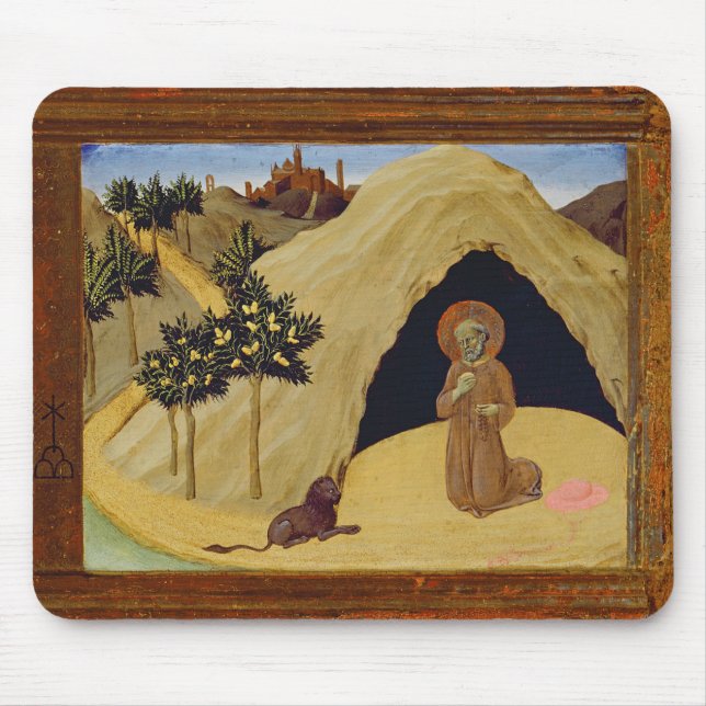 St. Jerome with the lion, 1436 (tempera on panel) Mouse Mat (Front)