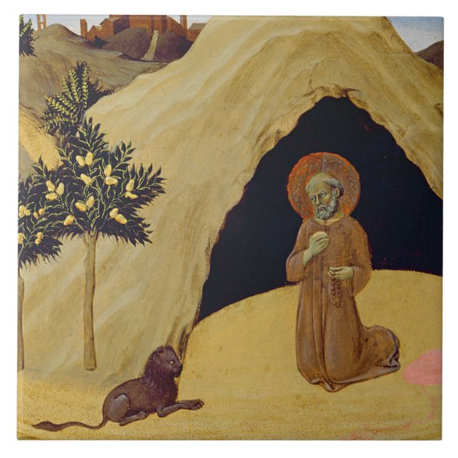 St. Jerome with the lion, 1436 (tempera on panel) Tile (Front)
