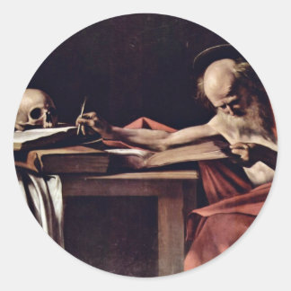 St. Jerome Writing By Michelangelo Merisi Da Carav Classic Round Sticker