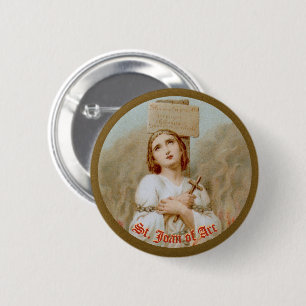 St. Joan of Arc Burning at the Stake (BF 01) 6 Cm Round Badge