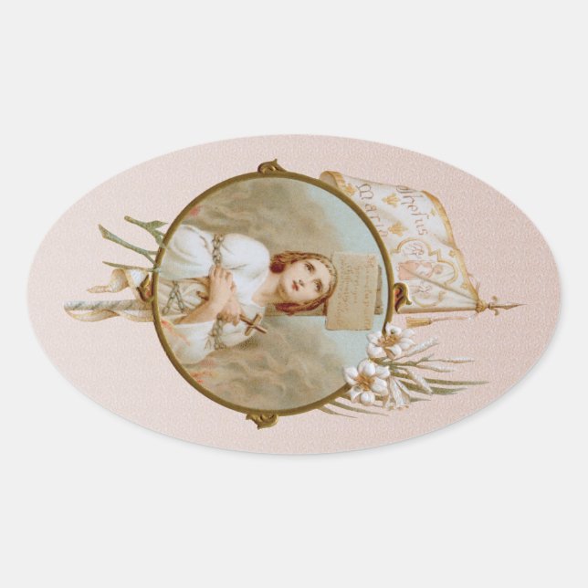 St. Joan of Arc Burning at the Stake (BF 01) Oval Sticker (Front)