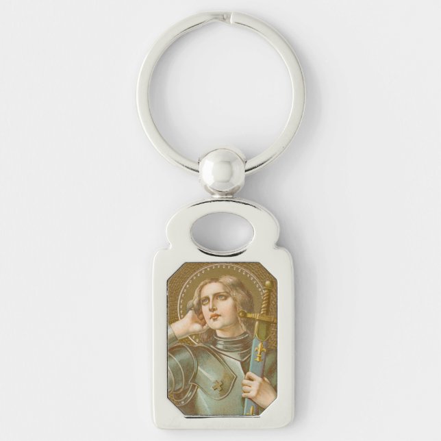 St. Joan of Arc (JM 28) Rectangular Metal Key Ring (Front)