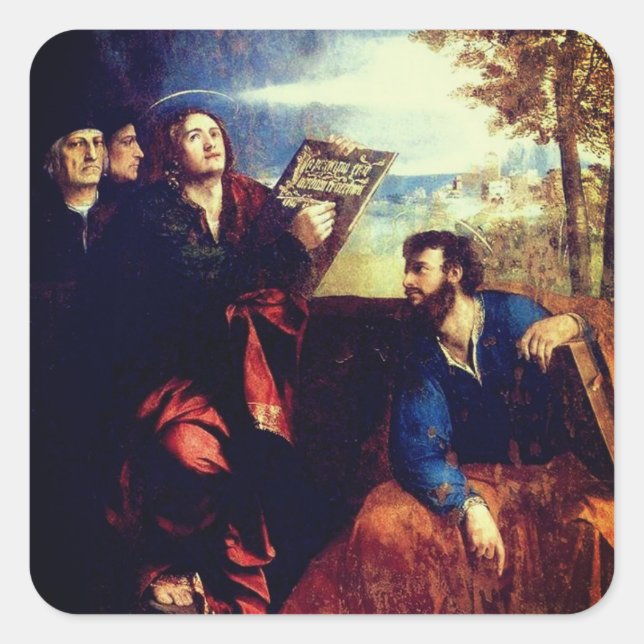 St John and St Bartholomew (right) by Dosso Dossi Square Sticker (Front)