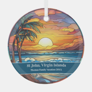 St John Beach Vacation Glass Tree Decoration