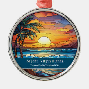 St John Beach Vacation Metal Tree Decoration
