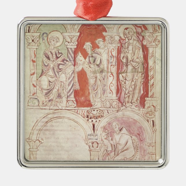 St. John Cassian writing and monks offering Metal Tree Decoration (Front)