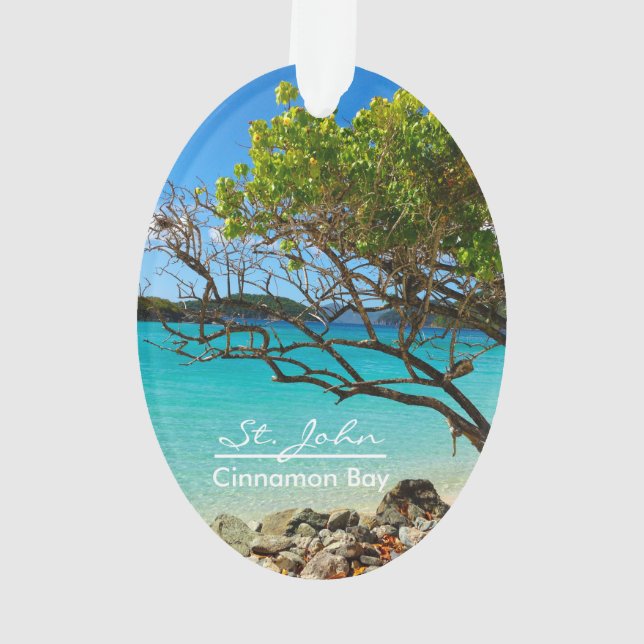 St. John Cinnamon Bay Beach Oval Ornament (Back)