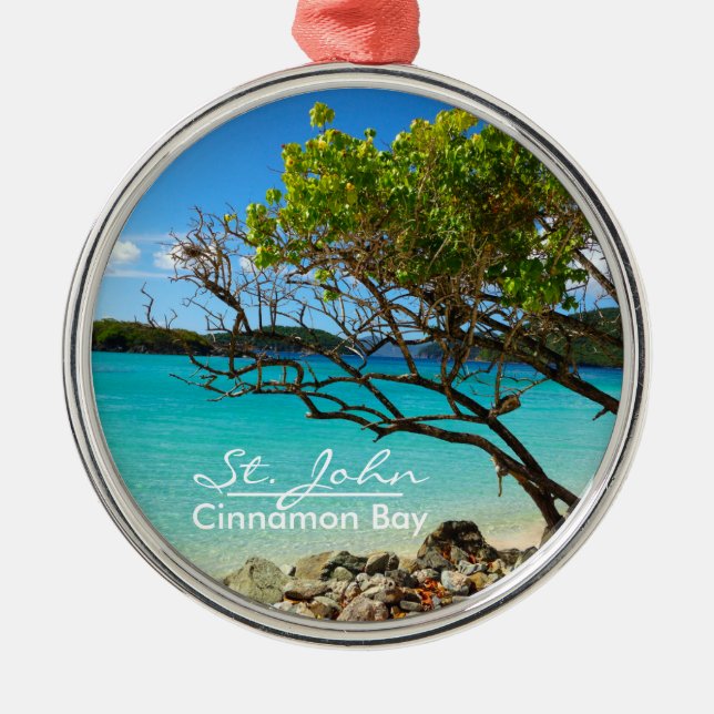 St. John Cinnamon Bay Silver Frame Ornament (Front)