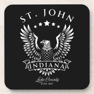 St. John Lake County Indiana Vintage Eagle Coaster