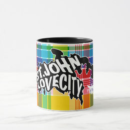 St. John "Love City" U.S. Virgin Islands, Madras Mug
