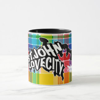 St. John "Love City" U.S. Virgin Islands, Madras Mug