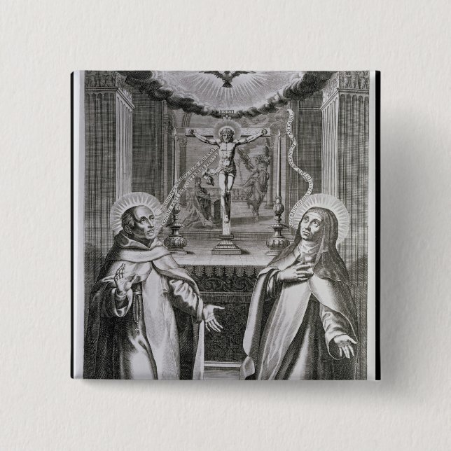 St. John of the Cross and St. Theresa of Avila 15 Cm Square Badge (Front)
