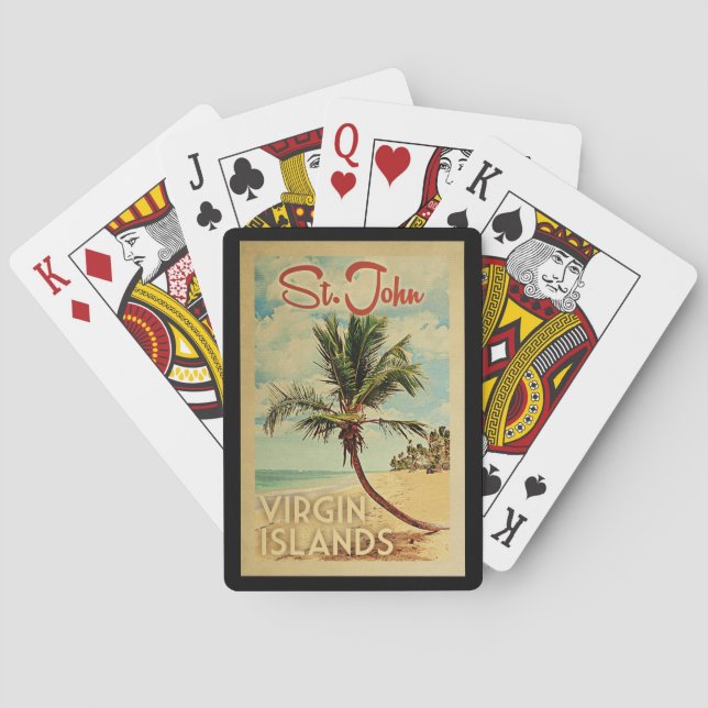 St John Palm Tree Vintage Travel Playing Cards (Back)