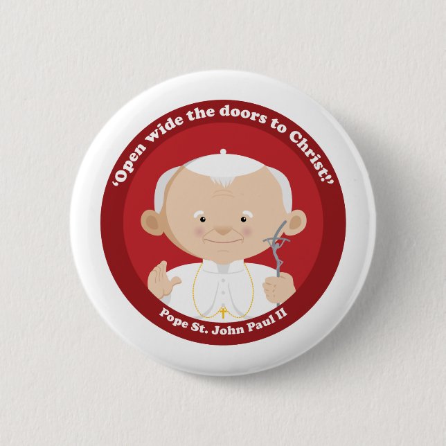 St John Paul II 6 Cm Round Badge (Front)