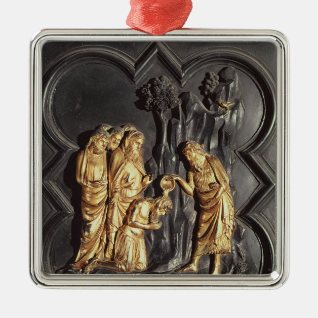 St. John the Baptist baptising in the River Metal Tree Decoration (Front)