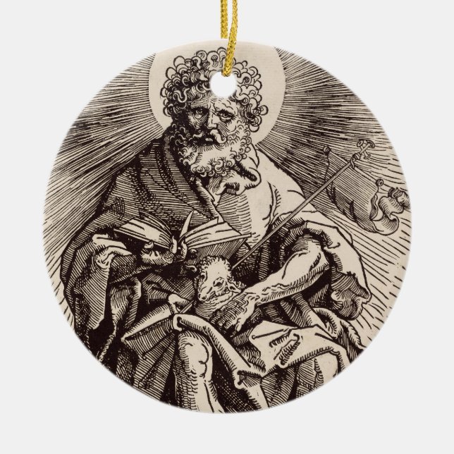 St. John the Baptist Holding the Lamb  Ceramic Tree Decoration (Front)